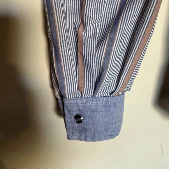 Vintage Kenny Rogers Western Denim Stripe Long Sleeve Shirt Size 13/14 Cowgirl - Picture 6 of 10